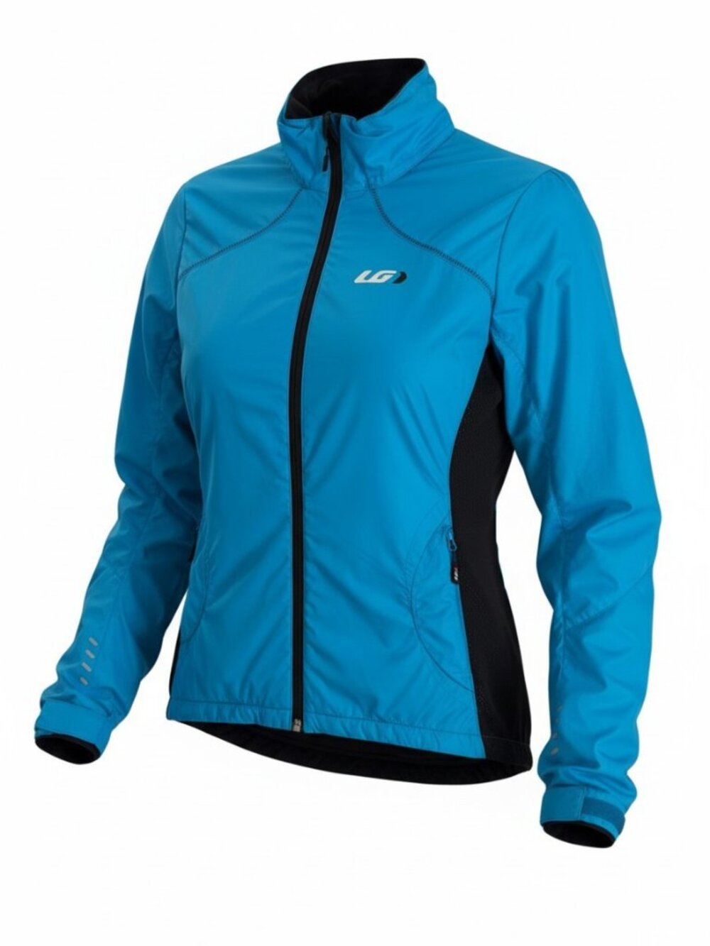LOUIS GARNEAU Blue Windbreaker Cycling Running Jacket Hidden Hood size M